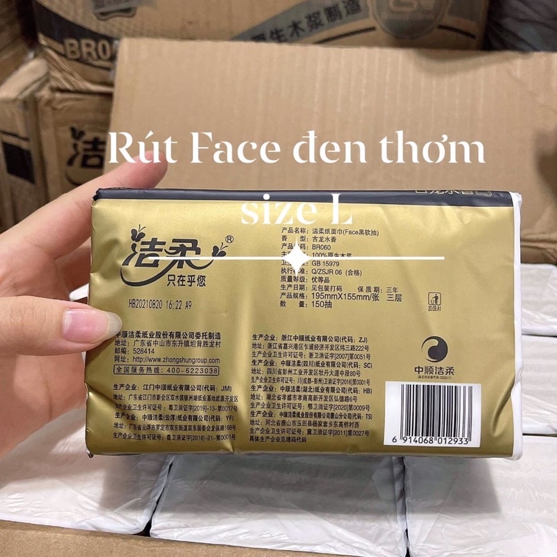 Combo xách 3 gói giấy Face đen thơm 150 tờ