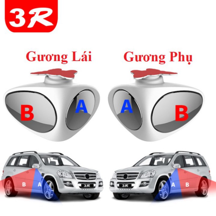 Sản Phẩm  Gương xóa điểm mù cao cấp ô tô dạng cầu 2 góc gắn gương phụ ( bên phải ) xe ô tô 3R-046 ..