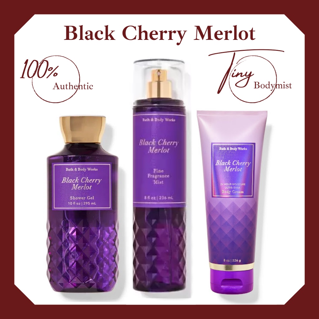 Bộ sản phẩm xịt thơm toàn thân bodymist Bath & Body Works: Black Cherry Merlot 36ml - 236ml