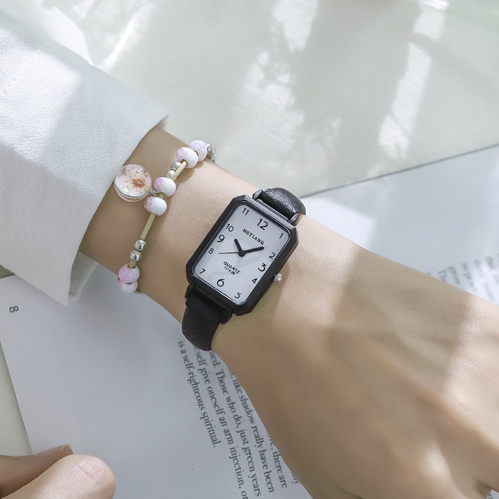 Đồng Hồ Đeo Tay Mặt Vuông Dây Mảnh Phong Cách Harajuku Dành Cho Nữ