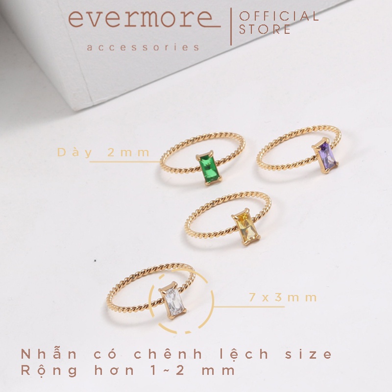 Nhẫn cao cấp pha lê chữ nhật EVERMORE sang trọng, minimalism - N059