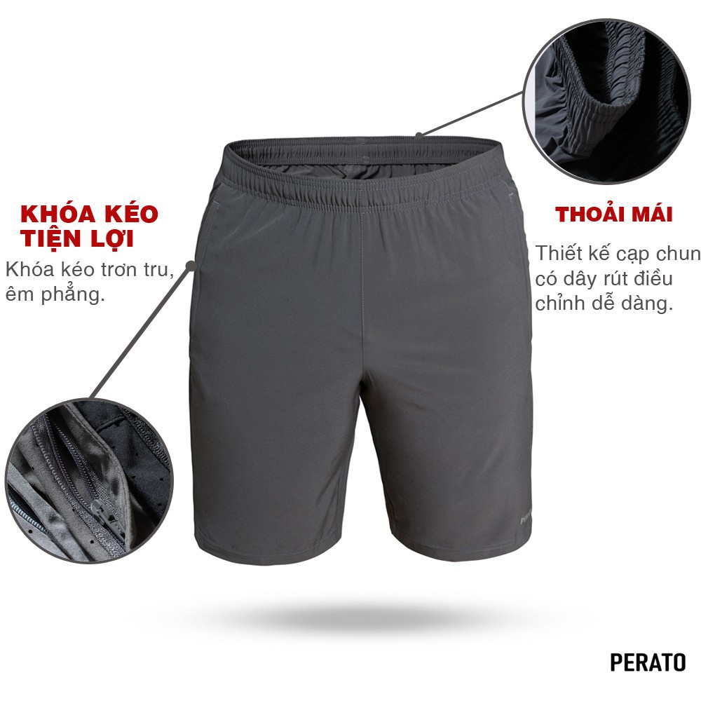 Quần Short Nam PERATO (4 màu), Vải Gió Mềm, Nhẹ, Lưng Chun Thoải Mái, Dáng Thể Thao (QSGP21010-01) | BigBuy360 - bigbuy360.vn
