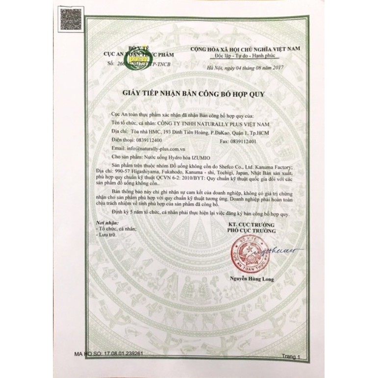 Miễn Phí Ship Thùng 48 gói nước giàu Hydro IZUMIO - Naturally Plus Chính Hãng Nhật Bản