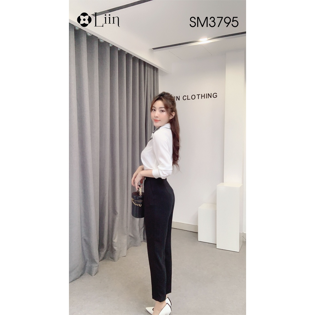 Áo Sơ Mi form công sở thiết kế Trắng cách điệu Cổ Thêu họa tiết xinh xắn Liin Clothing SM3795