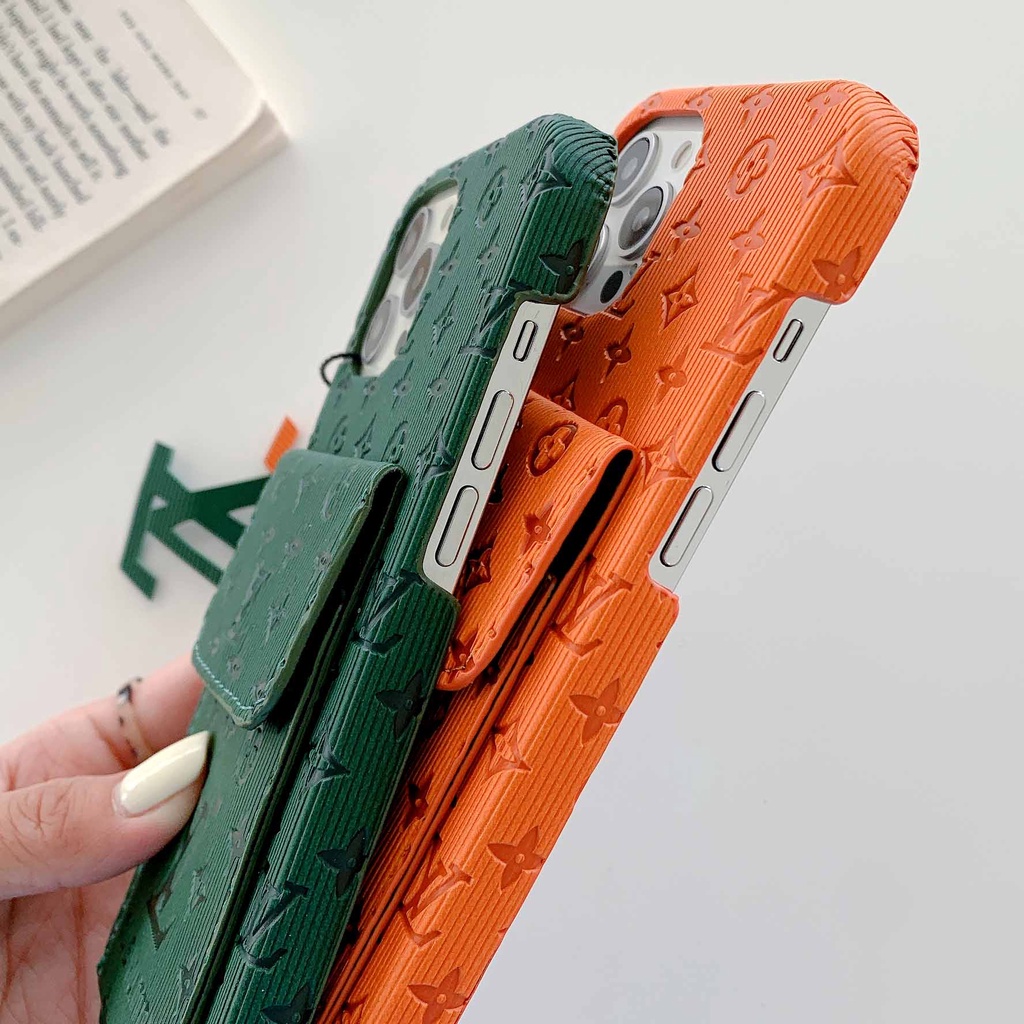 Ốp Điện Thoại Dập Nổi Chữ 3D Có Ngăn Đựng Thẻ Thời Trang Cho iPhone 13promax 12 11 xsmax xr xs 7P