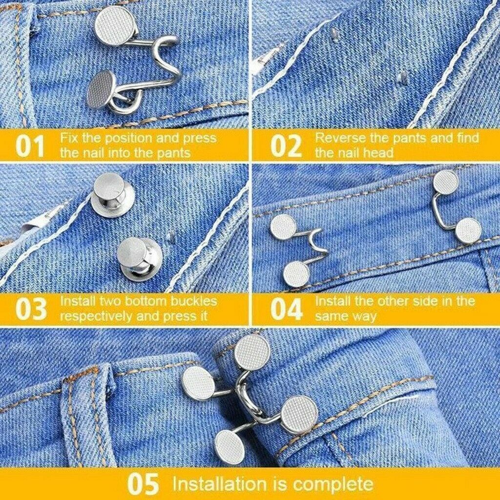 🍒ME🍒 27 MM Fashion Waist Buckle Extender Resuable Adjustable Snap Button Nail-free Waist Buckle New for Women Men Jeans Pants Pant Clothing  Sewing Removable Detachable Waist Closing