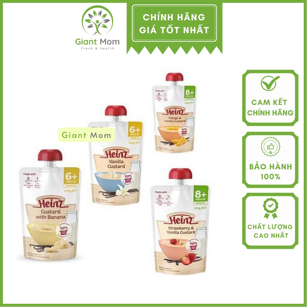 Váng sữa Heinz Custard Úc Thơm Ngon - Váng sữa, Hoa Quả Nghiền Heinz Nội Địa Úc 120gr Cho Bé - Hàng Chính Hãng