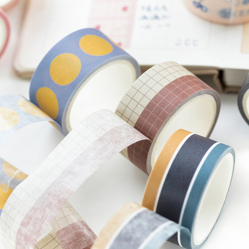 Set 3 washi tape kế hoạch ngày, tháng, năm băng keo giấy trang trí màu pastel