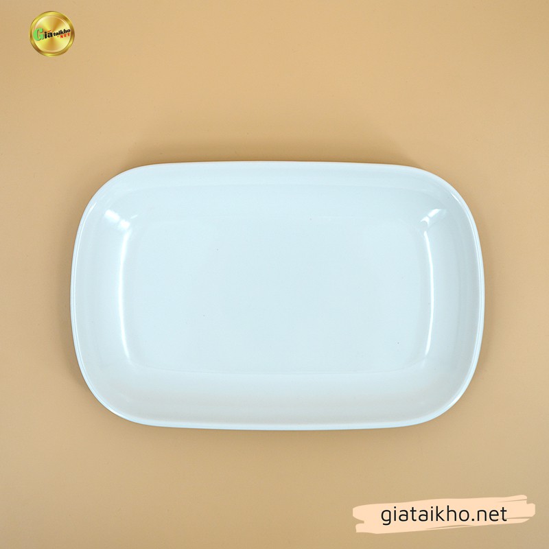 Đĩa Melamine cao cấp hình chữ nhật, đĩa đựng hoa quả, trang trí đồ ăn