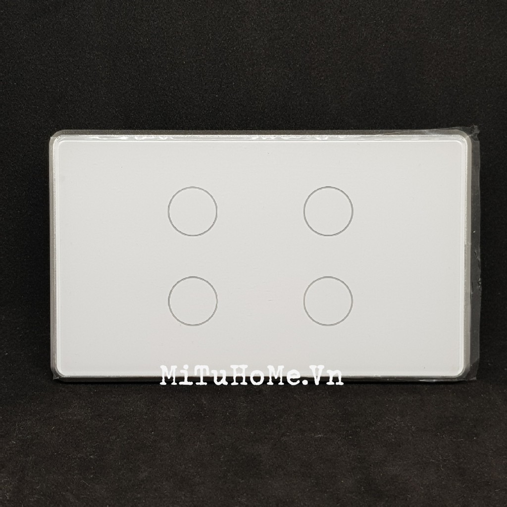 Công Tắc Cảm Ứng 4 Nút ZIGBEE TUYA Viền Nhôm Bạc - Kết nối Zigbee2mqtt - BH 12 Tháng