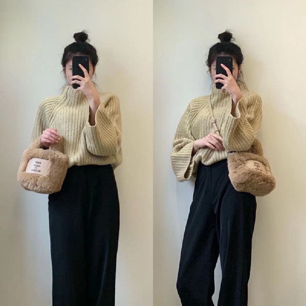 Túi Xách bucket Đeo Vai Phủ Bông Giữ Bình Tĩnh Thời Trang Cao Cấp