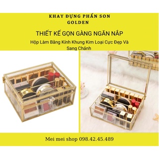 Khay đựng phấn son viền kim loại có nắp
