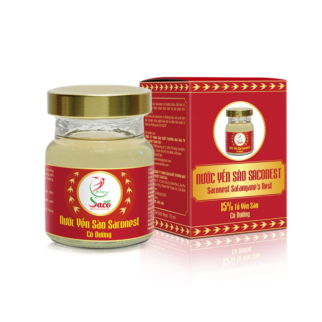 15% Từ Tổ Yến Sào - Nước Yến sào Cao Cấp Saconest Có đường Lọ 70ml Mã SP: 8936193390036