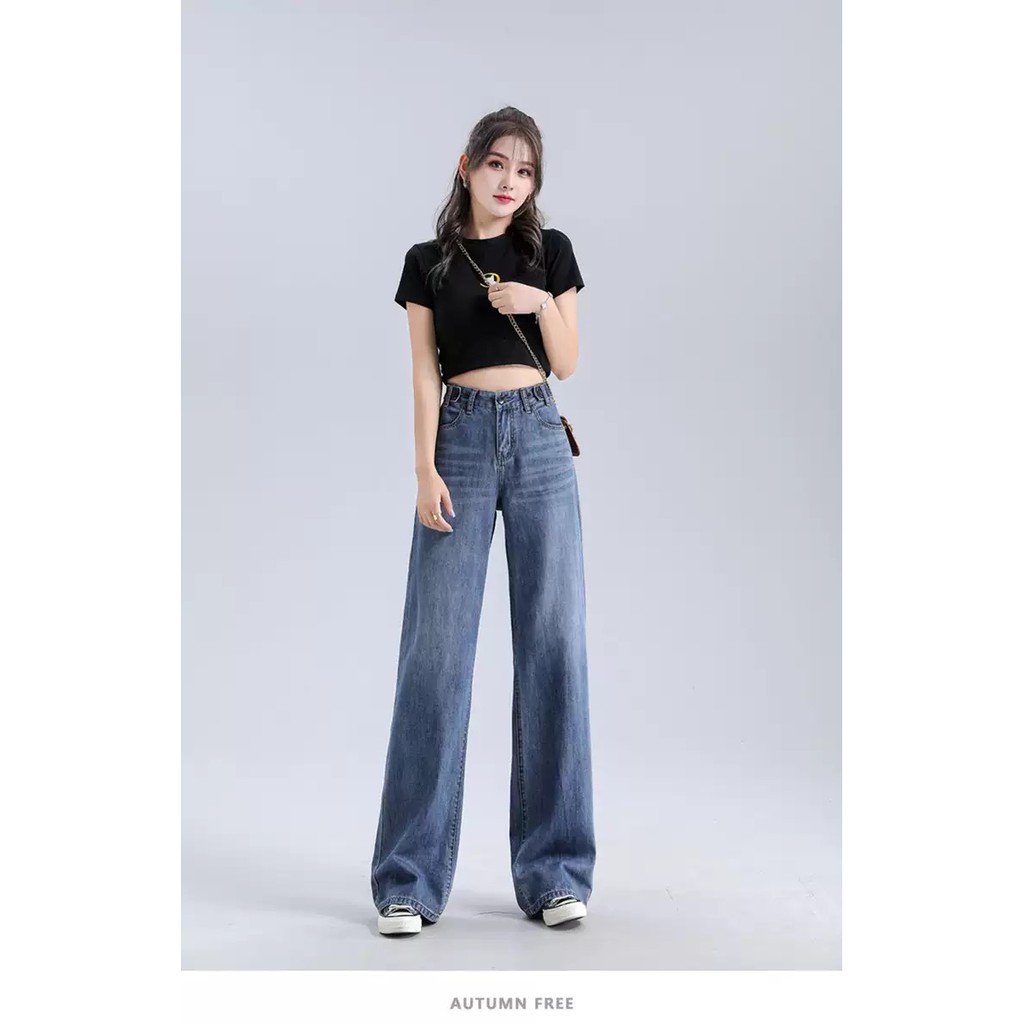 [ TRENDY ] QUẦN JEAN ỐNG RỘNG NỮ LƯNG CAO XANH ĐẬM RÂU MÈO LAI CUỐN TRƠN FORM DÀI RỘNG HOT HIT CỰC ĐỈNH SIÊU GHIỀN CHẤT