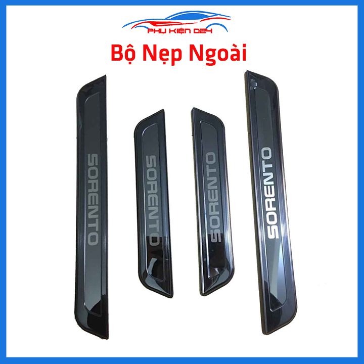 Bộ ốp bậc cửa trong ngoài nẹp bước chân Sorento 2020-2021 vân Titan chống trầy trang trí xe