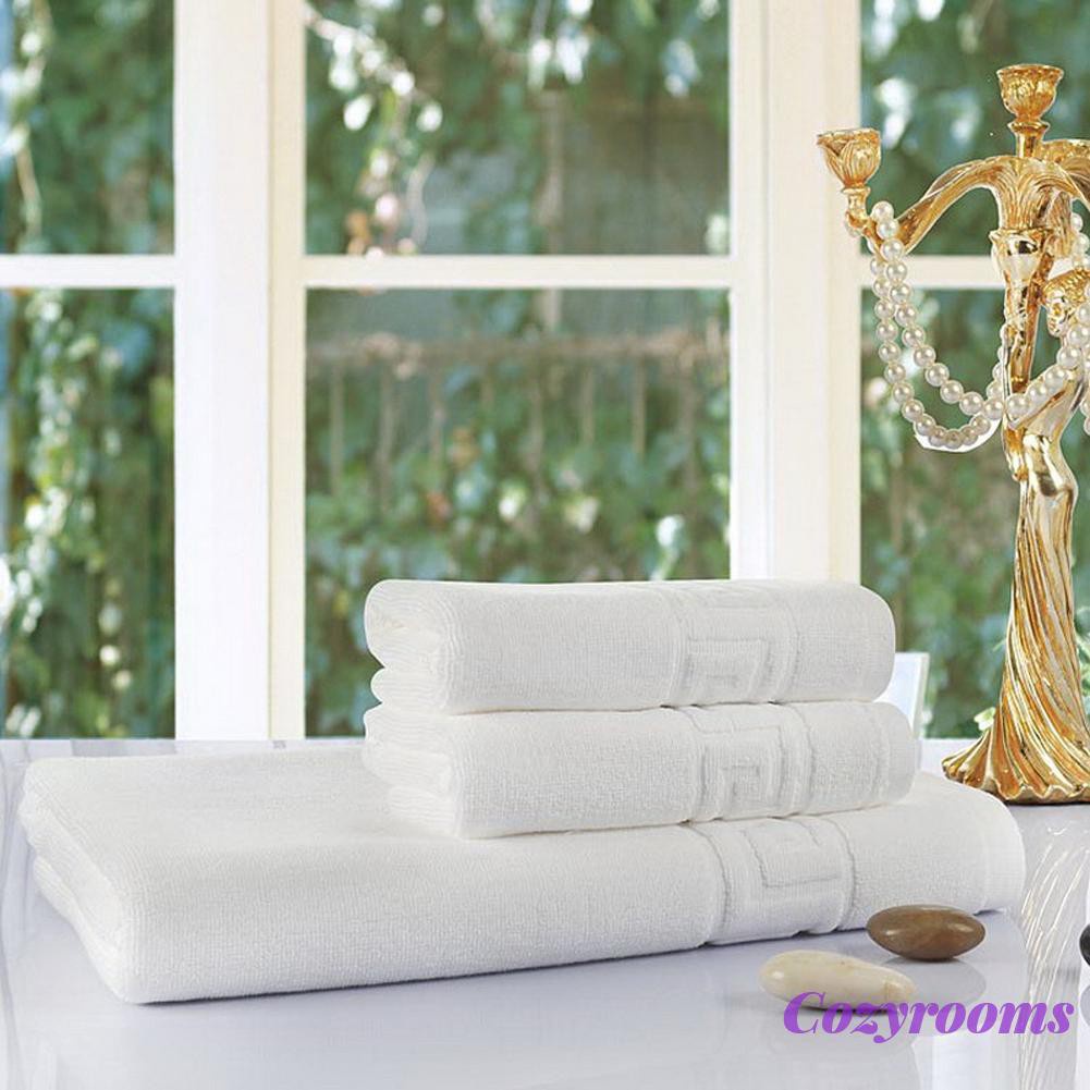 3pcs/set Thick 100% Cotton Face Towel+Bath Body Towels Hotel Supplies White