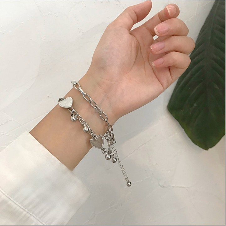 LẮC TAY TRÁI TIM THÉP TITAN KHÔNG GỈ PHONG CÁCH HIPHOP HÀN QUỐC TA138