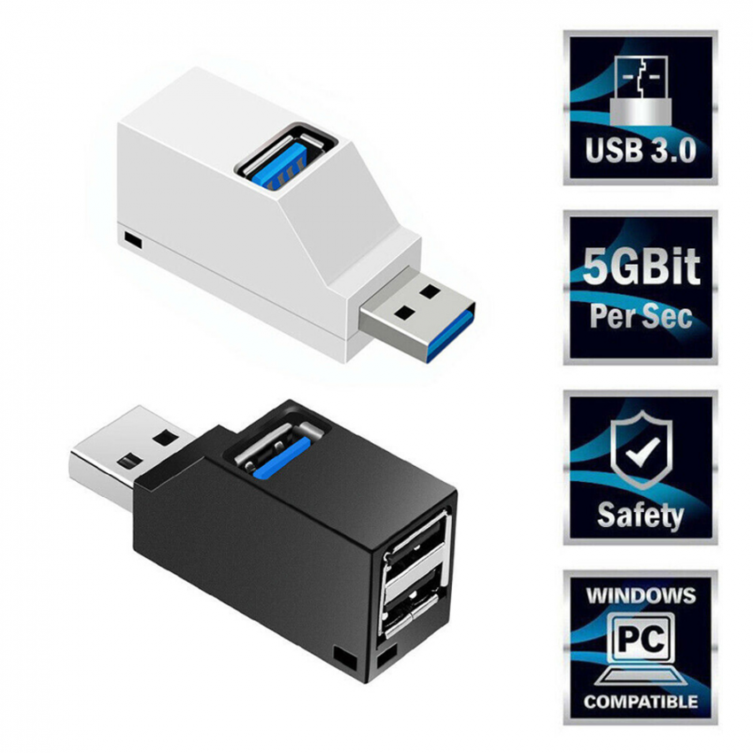 Bộ chia USB di động nhỏ 2.0 3 cổng Bộ chia USB nội tuyến Hub mở rộng cho PC Máy tính xách tay Macbook Điện thoại di động Đầu đọc đĩa U tốc độ cao cho Xiaomi
