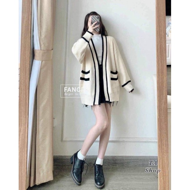 Áo khoác len viền hàng QC