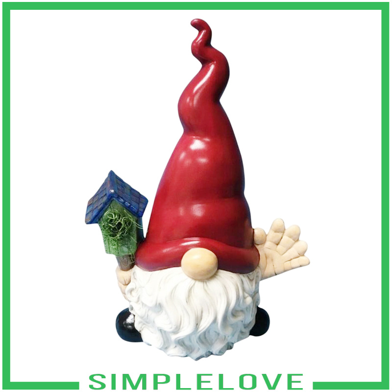 [SIMPLELOVE]Resin Gnome Figure Handmade Standing Tomte Statue Yard Home Office Gift