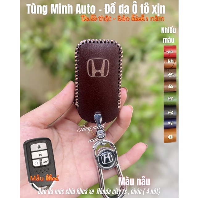 Bao Da Chìa Khoá Honda Civic, City RS, Accord ,Bọc chìa khoá  Da Bò thật , khâu tay
