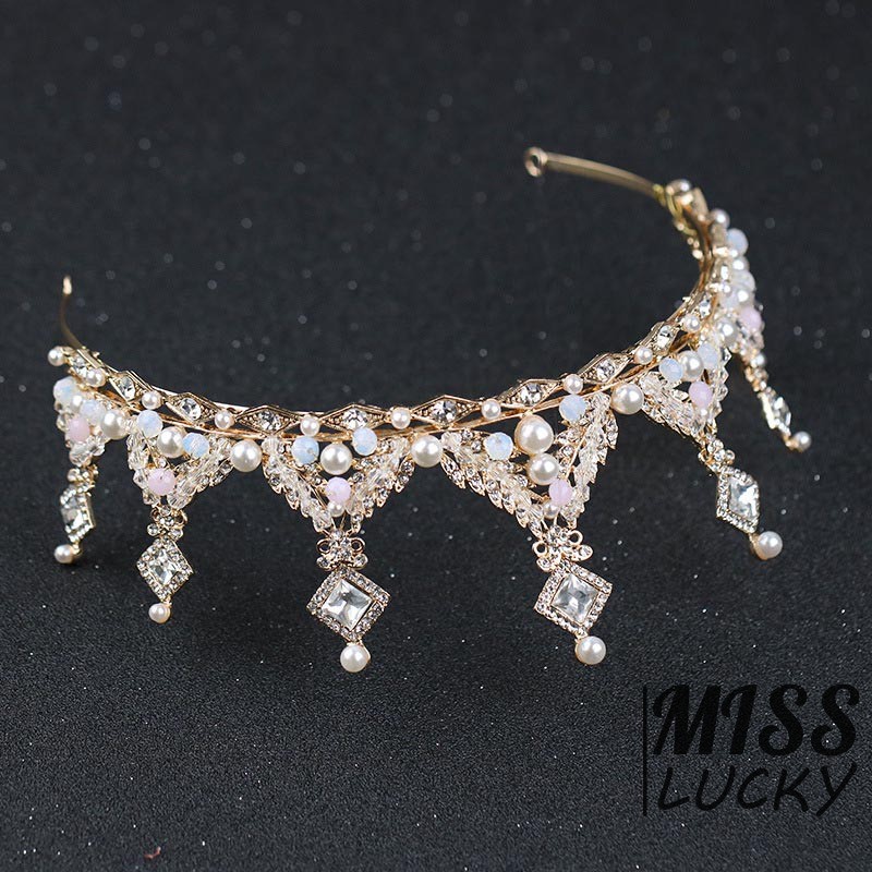 Vương miện đính đá và ngọc trai siêu xinh cho nữ