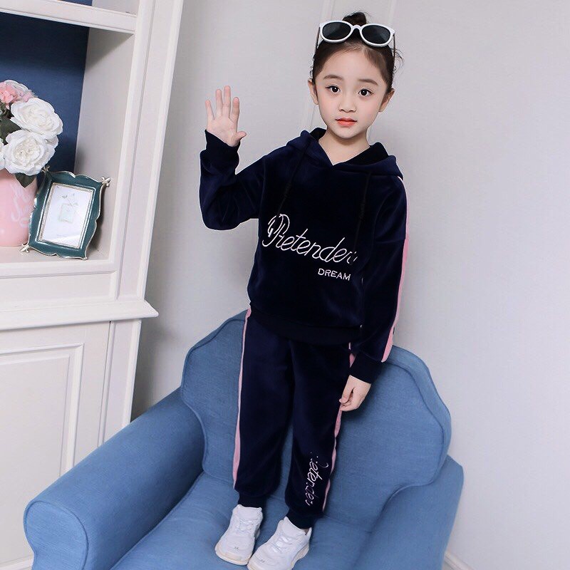 Bộ quần áo nỉ thu đông &quot;DREAM PR&quot; 18-45kg cho bé gái 4-14 tuổi. Vải da cá, form chuẩn mẫu. G33