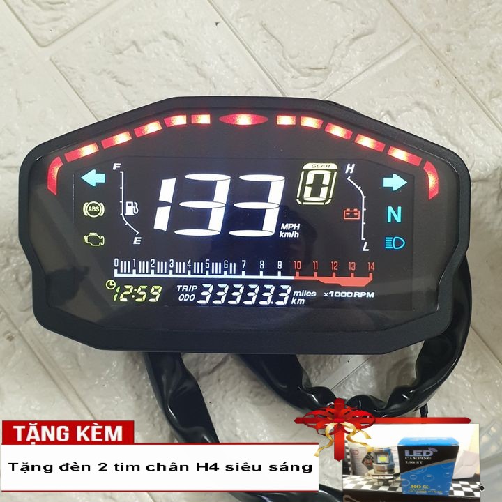 Đồng hồ điện tử DUCATI - màn hình LCD siêu chất - Tặng kèm đèn LED 2 tim chân H4 siêu sáng - A2098