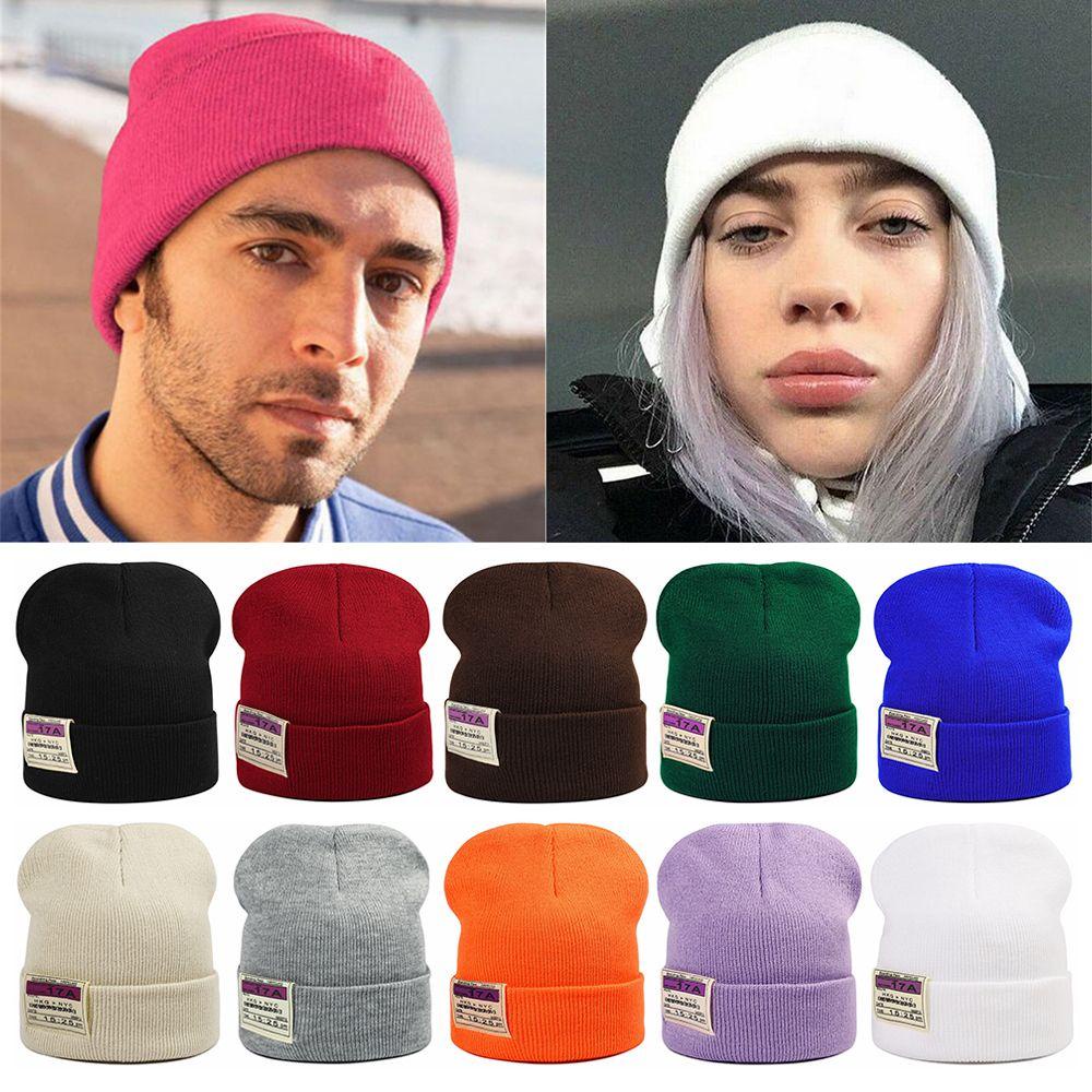 Mũ Len Dệt Kim Màu Trơn Giữ Ấm Cho Nam Nữ