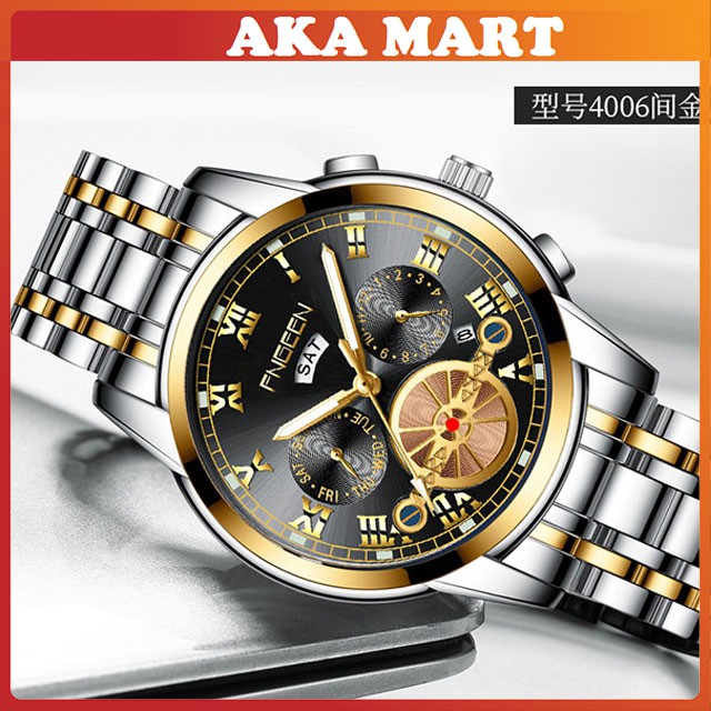Đồng hồ nam chính hãng FNGEEN, Đồng hồ nam chính hãng đẹp  dây thép cao cấp không gỉ 4001 - Aka Mart | BigBuy360 - bigbuy360.vn