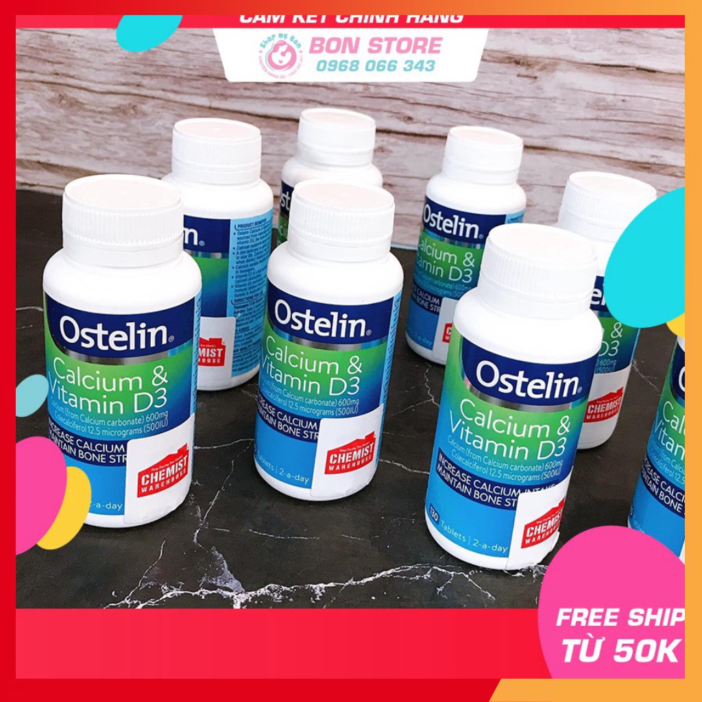 [TEM ĐỎ CHEMIST] Ostelin Calcium & Vitamin D3, Canxi bầu Ostelin 130 viên (Date 2023) - Xuất xứ Úc