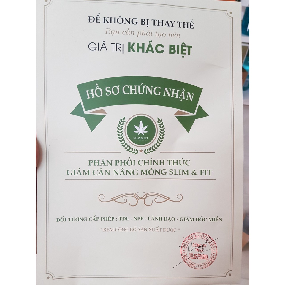 Giảm Cân Slim Fit Hỗ Trợ Giảm Cân Tăng Cơ Mông Hộp 30 Viên