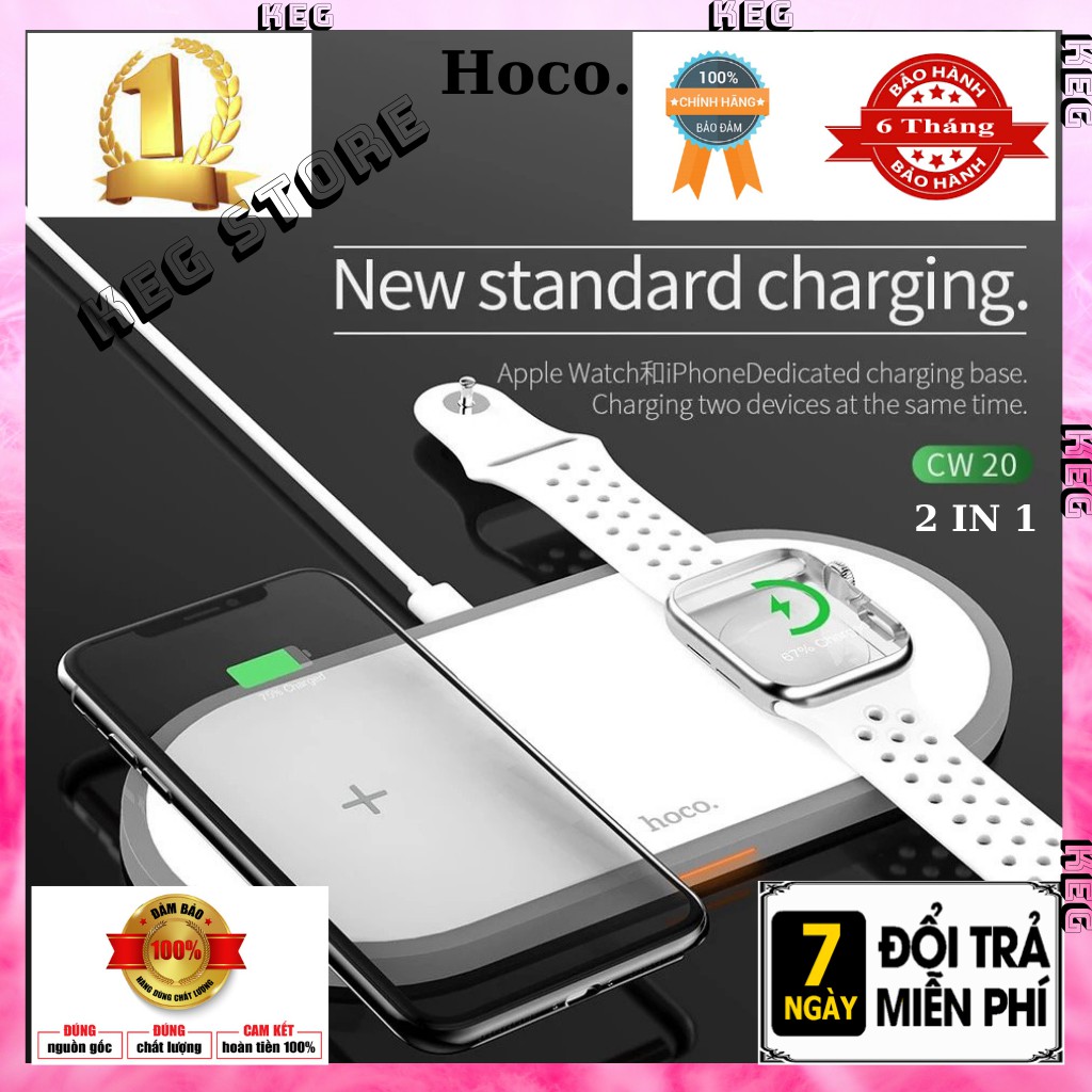 Đế Sạc Không Dây Hoco CW20 Đa Năng Tiện Dụng 2 in 1
