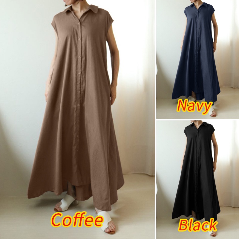 Zanzea Đầm Nữ Tay Ngắn Kiểu Dáng Vintage Thời Trang Cá Tính