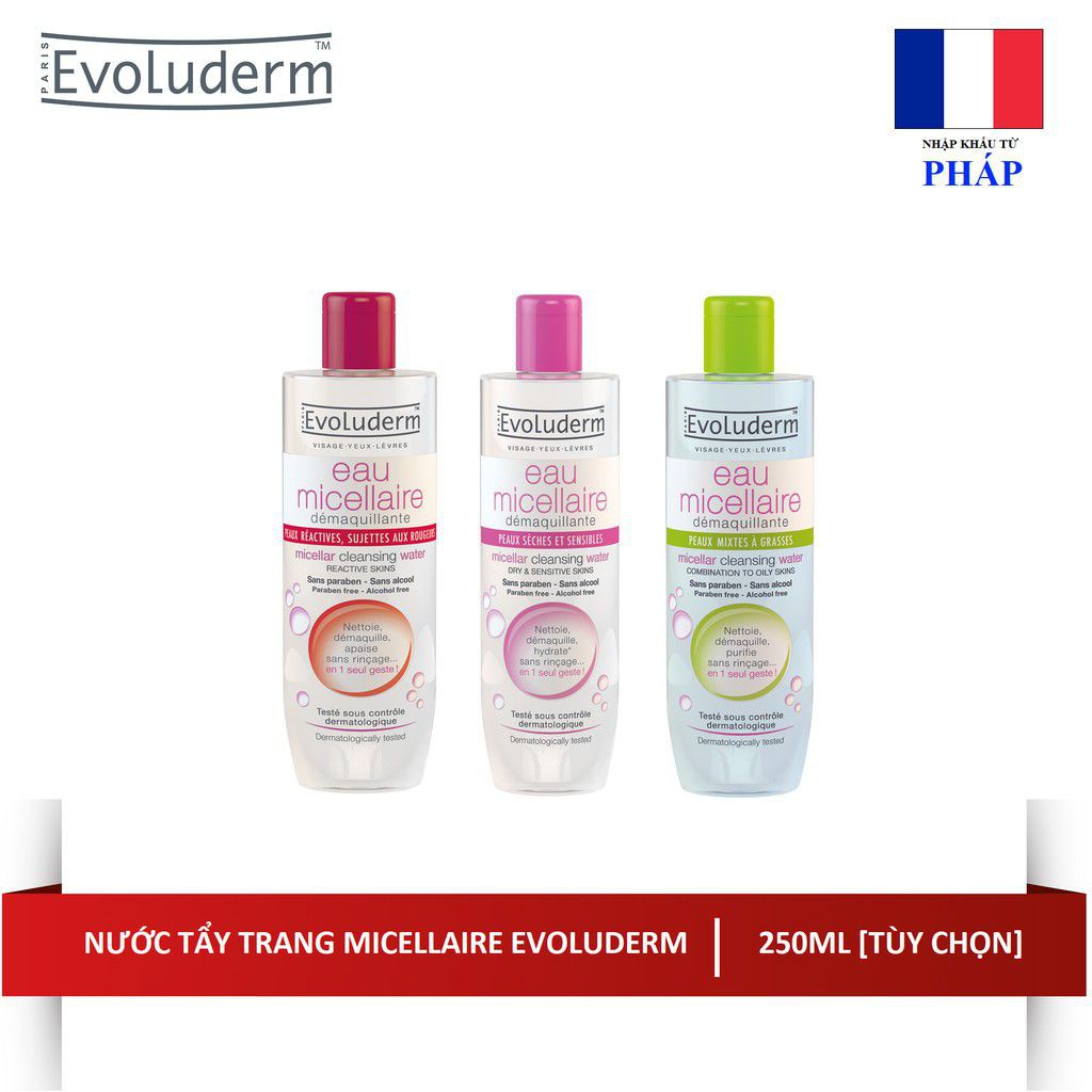 (CÓ BILL có tem PP ) Nước Tẩy Trang Evoluderm Eau Micellaire 250ml