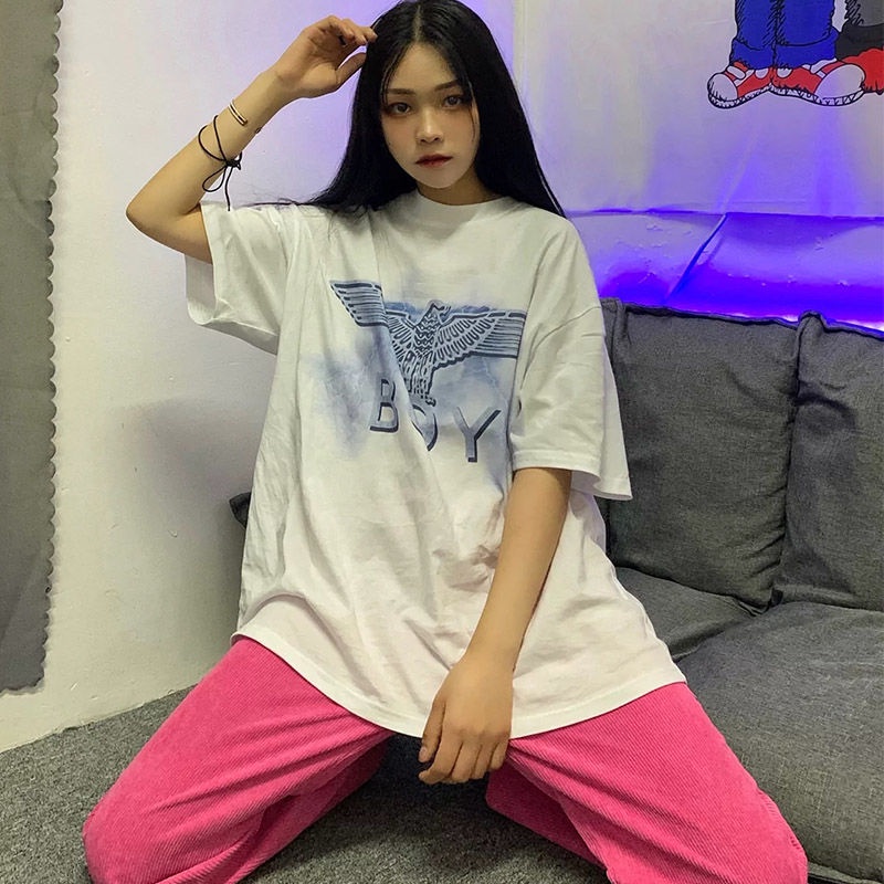 Jiashucheng Quần Dài Ống Rộng Lưng Cao Dáng Suông Vải Nhung Màu Đỏ Hồng Phong Cách Hàn Quốc Mùa Hè Dễ Phối Đồ