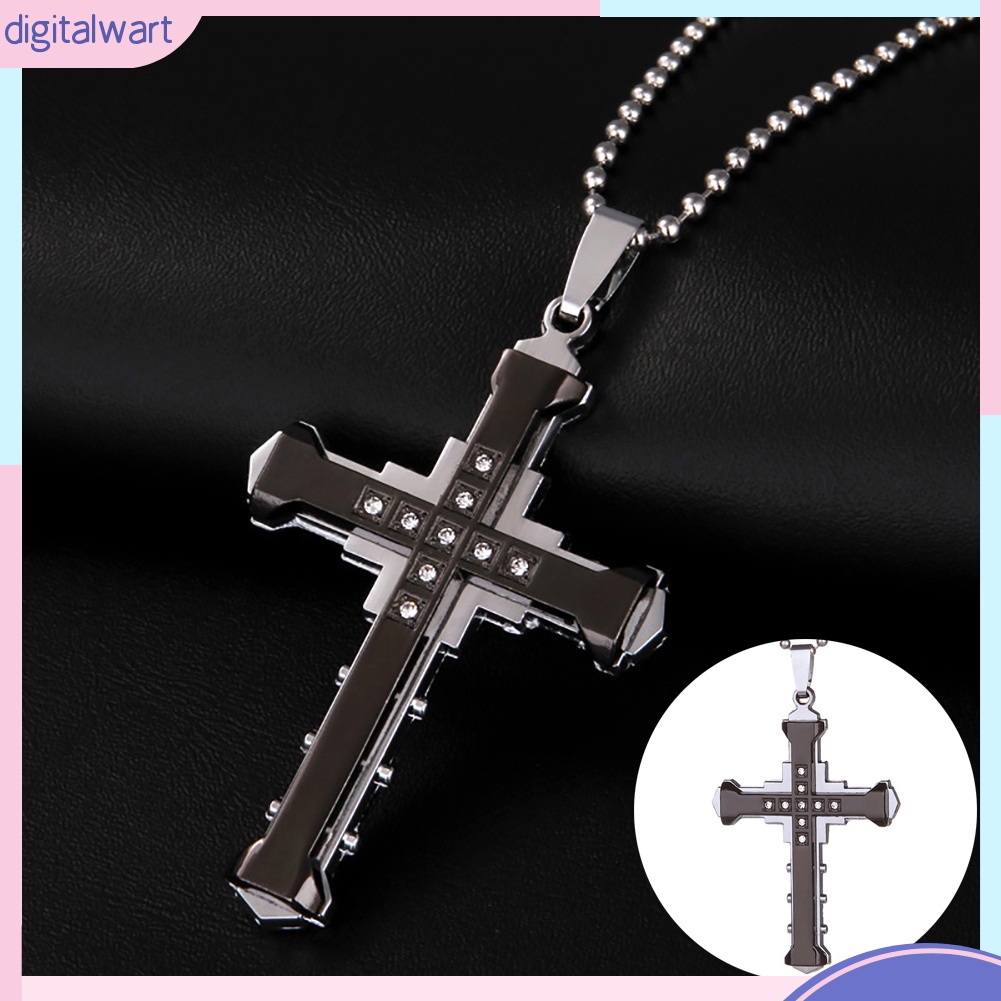 Dây Chuyền Chữ Thập Đính Đá Giả Thời Trang Cho Nam