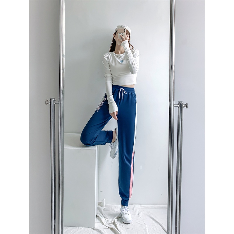 NRVP Quần dài thể thao ống rộng phong cách Hàn Quốc thời trang mùa thu cho nữ