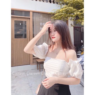 Áo trễ vai Lecy top + chân váy ren