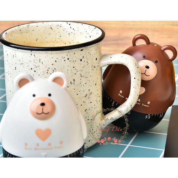 Đồng hồ hẹn giờ nấu ăn - báo thức - giờ đếm ngược cơ học - hình Gấu đáng yêu