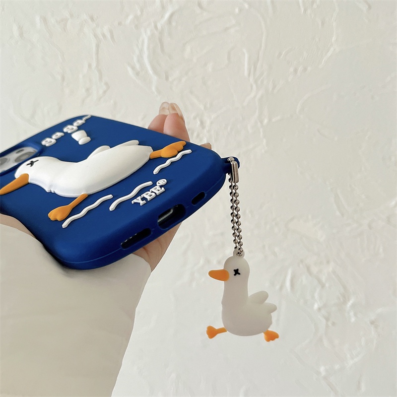 Ốp Điện Thoại Hình Vịt Chạy Bộ Màu Xanh Dương Cho IPhone 13 13ProMax 11Promax 12Pro12 11 XS XR X XSMax 7Plus