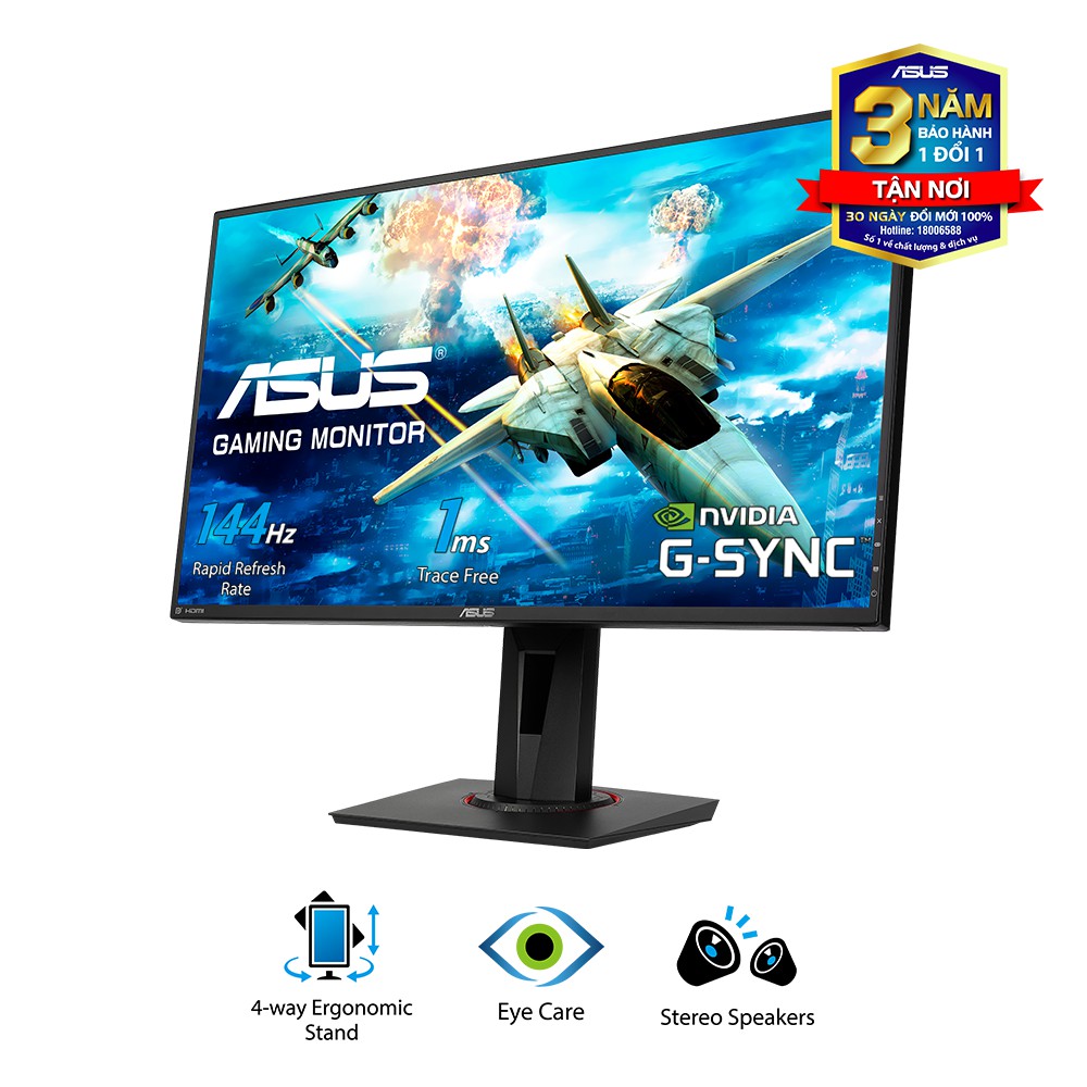 Màn Hình Game ASUS VG278Q 27 inch 144Hz 1ms G-SYNC Compatible, FreeSync Full HD 2 Loa - Hàng Chính Hãng