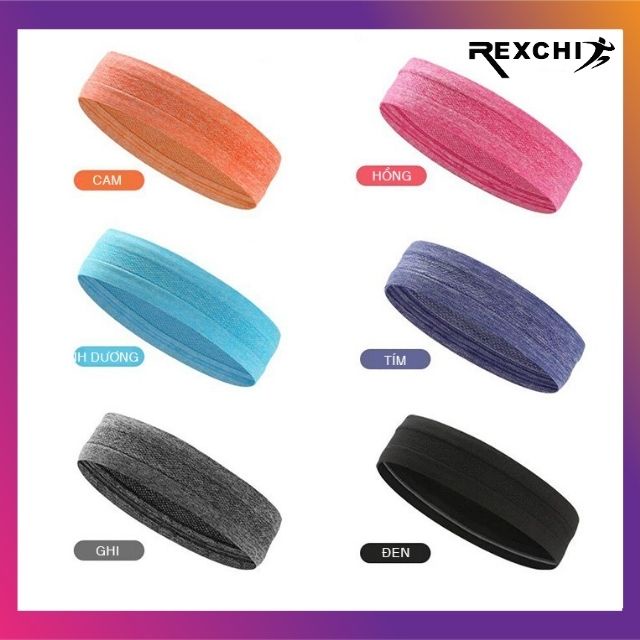 Băng đô trán thể thao chặn mồ hôi headband nam nữ thời trang co giãn chống trượt bản 5cm Rexchi