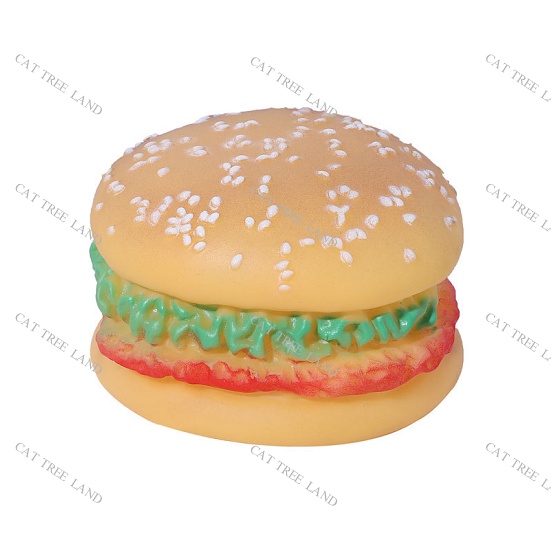 ĐỒ CHƠI CHÓ MÈO, BÓNG CAO SU MỀM, PHÁT RA ÂM THANH, HÌNH HAMBURGER - BANH GẶM NHẮM, GIẢM NGỨA RĂNG CHO THÚ CƯNG