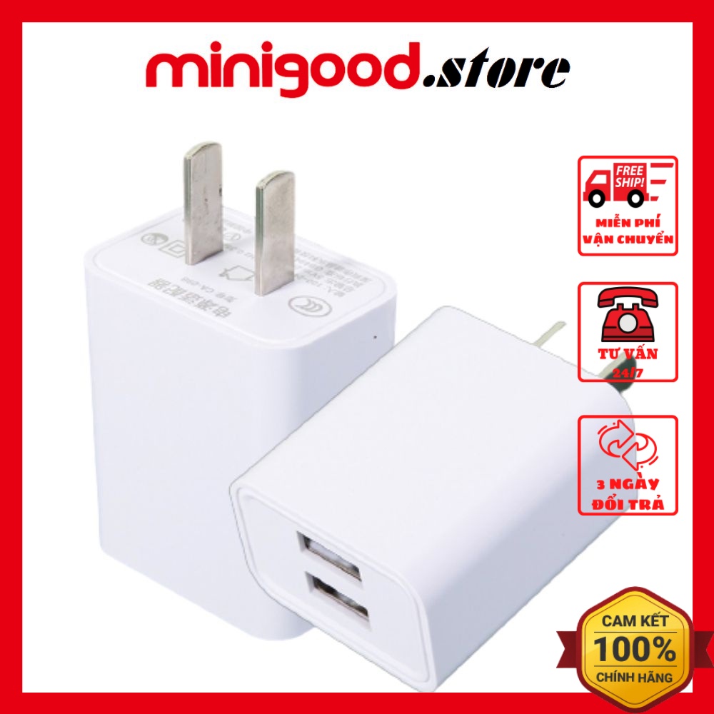 Củ sạc, cóc sạc 2 cổng chống ẩm MINIGOOD sạc nhanh