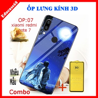COMBO ốp lưng KÍNH 3D XIAOMI REDMI NOTE 7 SANG TRỌNG, TRẺ TRUNG (TẶNG KÈM 1 kính cường lực full màn hình )   Educase68