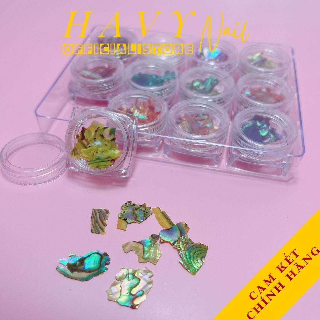 Xà Cừ Hàn Vân Gỗ - Set Xà Cừ 12 Hũ VÂn Đá Trang Trí Móng [SIÊU MỎNG]