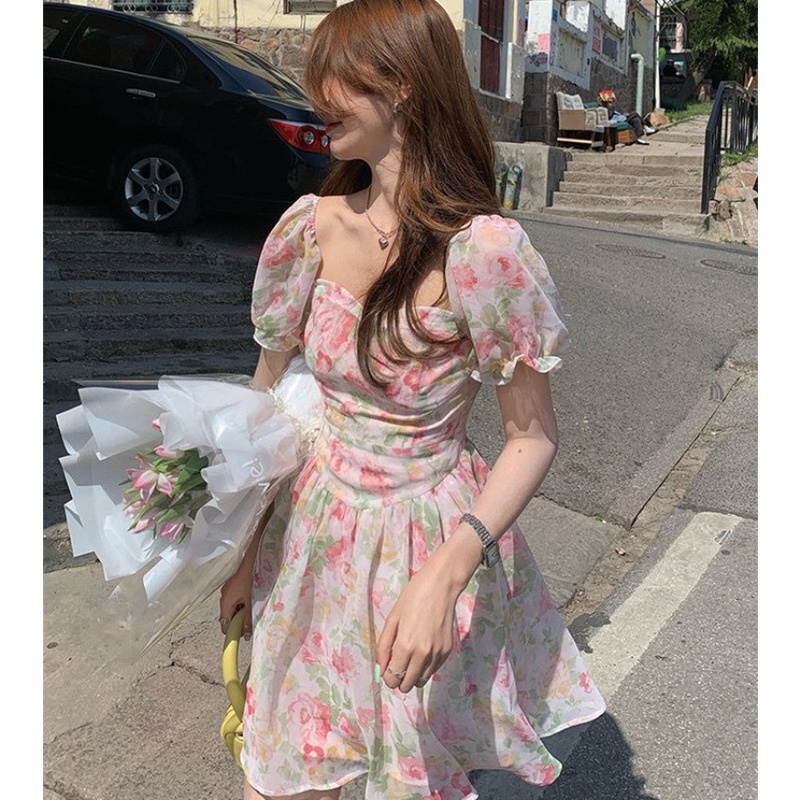 Đầm Trễ Vai Hoạ Tiết Hoa Thiết Kế Hợp Thời Trang Cho Nữ