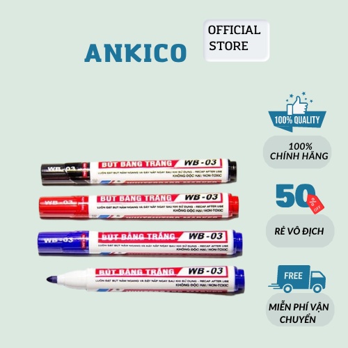 Bút lông bảng WB03 Thiên Long giá rẻ dùng viết bảng trắng mực ra đều màu đẹp ANKICO