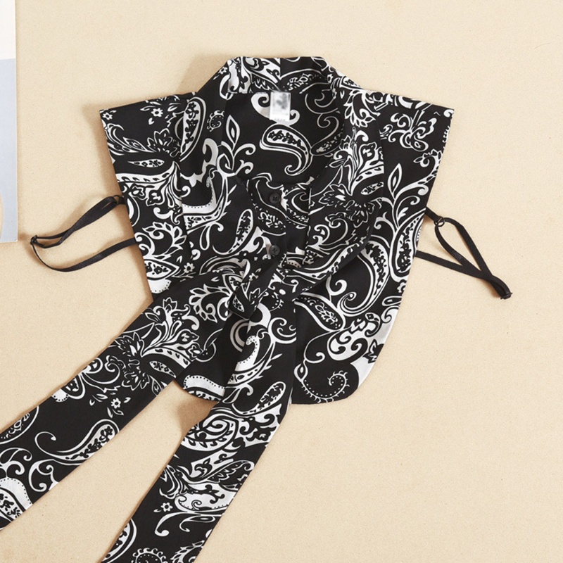 Cổ Áo Sơ Mi Giả Màu Trắng Đen Họa Tiết Hoa Thời Trang Cho Nữ